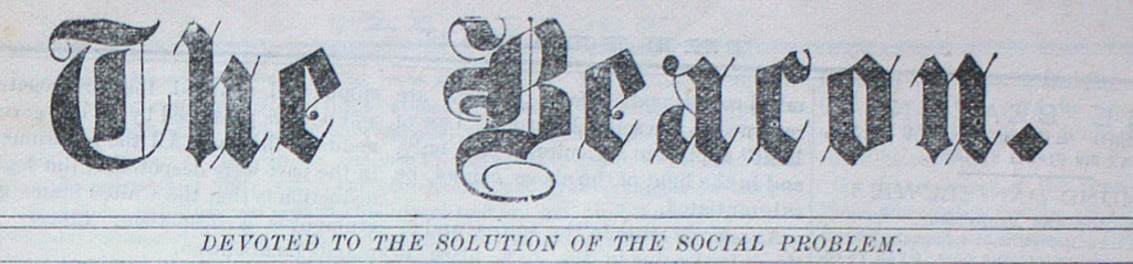 The Beacon title, subtitle "Devoted to the Solution of the Social Problem"