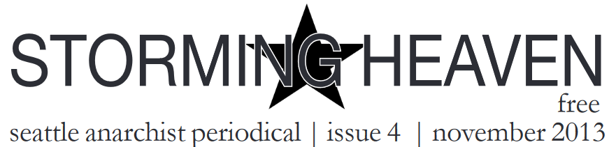 Nameplate for "Storming Heavaen" A Seattle Anarchist Periodical