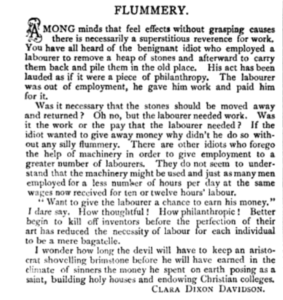 Article entitled "Flummery" from "The Christian Socialist 